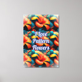 サーモンピンクの花のパターン キャンバスプリント