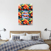 サーモンピンクの花のパターン キャンバスプリント (インサイチュ (寝室))