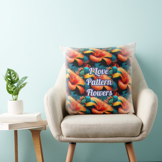 サーモンピンクの花のパターン クッション (椅子)