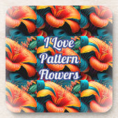 サーモンピンクの花のパターン コースター (正面)