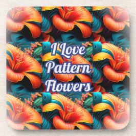 サーモンピンクの花のパターン コースター