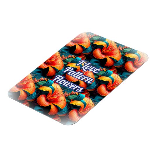 サーモンピンクの花のパターン マグネット (左側)