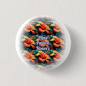 サーモンピンクの花のパターン 缶バッジ (正面)