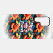 サーモンピンクの花のパターン SAMSUNG GALAXYケース (裏面横)