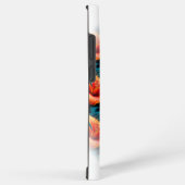 サーモンピンクの花のパターン SAMSUNG GALAXYケース (右側面)
