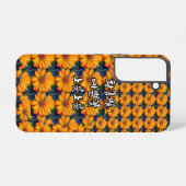 サーモンピンクの花柄 SAMSUNG GALAXYケース (裏面横)