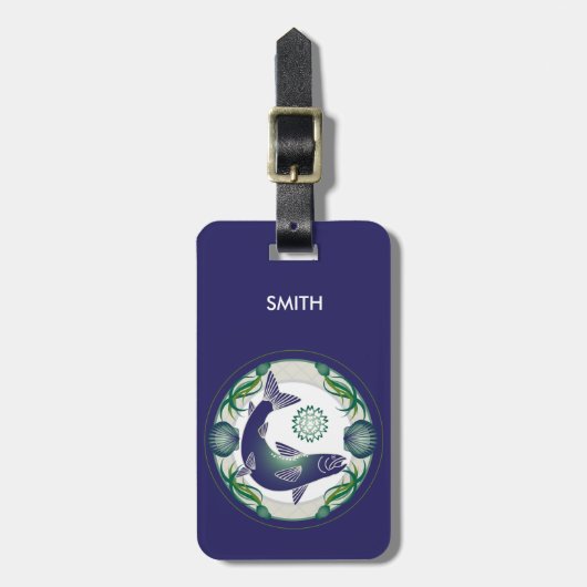 サーモンピンクの荷物のラベル ラゲッジタグ (正面縦)