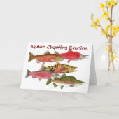 サーモンピンクの詠唱の夕べ カード (黄色い花)