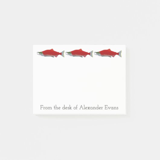 サーモンピンクの魚釣り ポストイット (正面)
