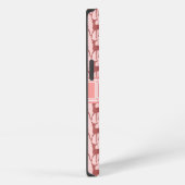 サーモンピンクの鹿のデザイン 名前入りN2 iPhoneケース (右側面)