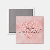 サーモンピンクグラデーショングリッターハートラブ引用文 マグネット (正面/裏面)