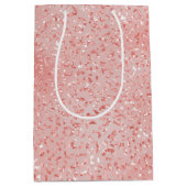 サーモンピンクグリッターヒョウ柄 ミディアムペーパーバッグ (正面)