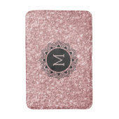 サーモンピンクグリッター華美、サークルモノグラム バスマット (正面縦)