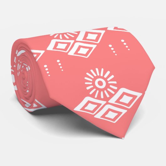サーモンピンクグルーヴィ抽象芸術シェイプフォークアート ネクタイ (ロール)