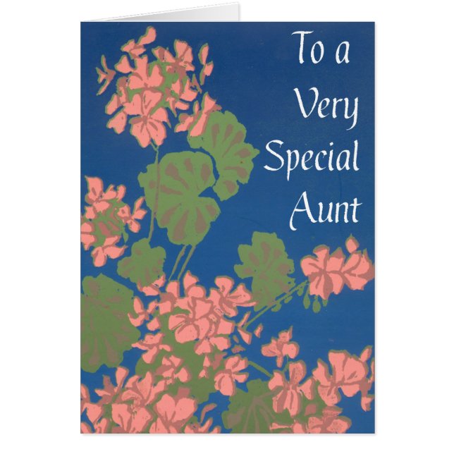 サーモンピンクゲラニウムオン深いブルー特別叔母 (正面)