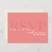 サーモンピンクシンプルRSVP結婚の応答カード インビテーションポストカード (正面/裏面)