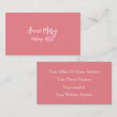 サーモンピンクブライトメイクアップアーティスト美しいヘアサロン 名刺 (正面/裏面)