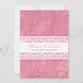 サーモンピンクホワイトレースフォーマル結婚式招待状 招待状 (正面)