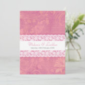 サーモンピンクホワイトレースフォーマル結婚式招待状 招待状 (スタンド正面)