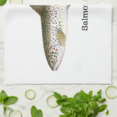 サーモンピンクマスの魚 キッチンタオル (折り畳み)