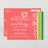 サーモンピンク及びSeafoamの緑のストライプの: アロハ インビテーションポストカード (正面/裏面)