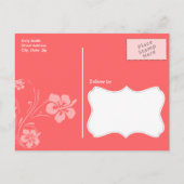 サーモンピンク及びSeafoamの緑のストライプの: アロハ インビテーションポストカード (裏面)