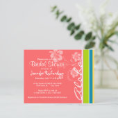 サーモンピンク及びSeafoamの緑のストライプの: アロハ インビテーションポストカード (スタンド正面)