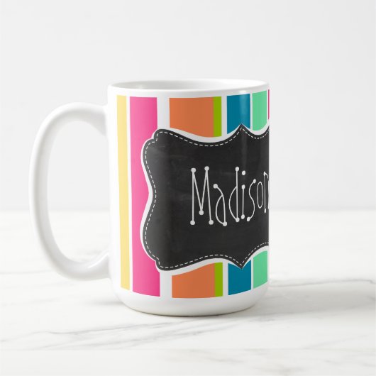 サーモンピンク及びSeafoamの緑; ヴィンテージの黒板 コーヒーマグカップ (左)