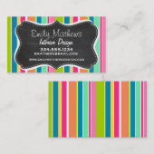 サーモンピンク及びSeafoamの緑; ヴィンテージの黒板 名刺 (正面/裏面)