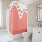サーモンピンク柔らかい波と泡 シャワーカーテン (インサイチュ)