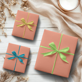 サーモンピンク無地の色 |クラシック |エレガント | ラッピングペーパーシート