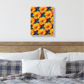 サーモンピンク花柄 キャンバスプリント (インサイチュ (寝室))