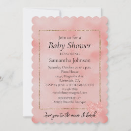 サーモンピンク グリッター ハート ラブ 招待状