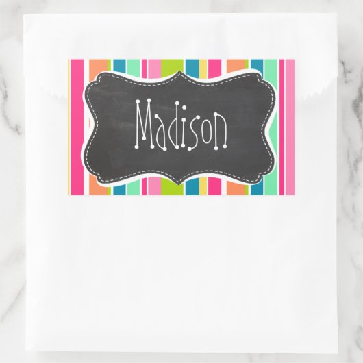 サーモンピンク&シーフオムグリーン;ヴィンテージChalkboard 長方形シール (バッグ)