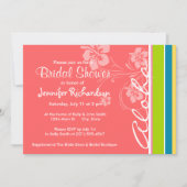 サーモンピンク&シーホムグリーンストライプの:アロハ 招待状 (正面)