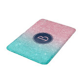 サーモンピンク&ターコイズフェイクグリッター バスマット (アングル)