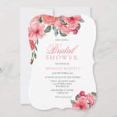 サーモンピーチピンクフローラブライダルシャワー招待状 招待状 (正面)