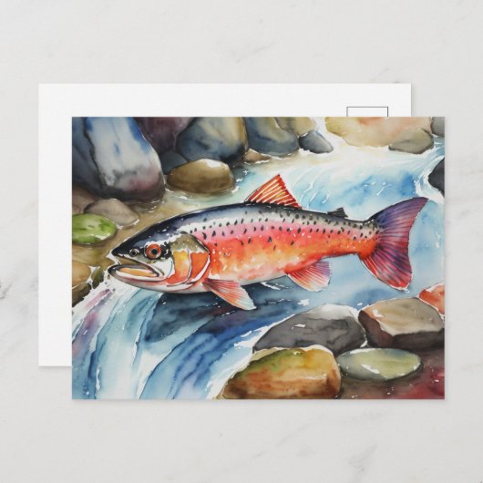 *~*サーモンフィッシュスイミングリバーウォーターAP49 シーズンポストカード (正面/裏面)