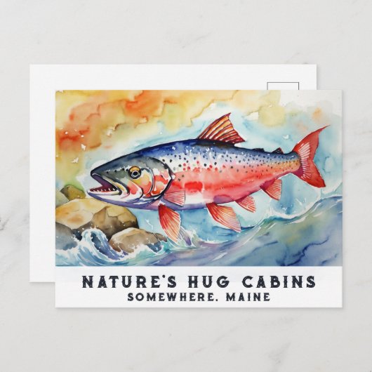 *~*サーモンフィッシュロックスAP49アートのメ絵画イン シーズンポストカード (正面/裏面)