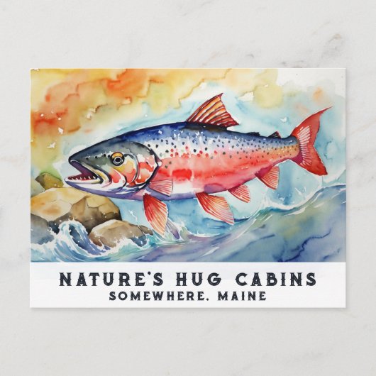 *~*サーモンフィッシュロックスAP49アートのメ絵画イン シーズンポストカード (正面)