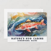 *~*サーモンフィッシュAP49水彩絵画メイン シーズンポストカード (正面/裏面)