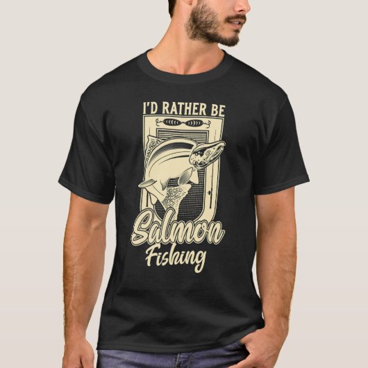サーモンフィッシングがいいな 釣り人 釣り Tシャツ (正面)