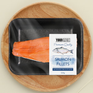 サーモンフィレットロゴ入り魚製品ラベル フードラベル