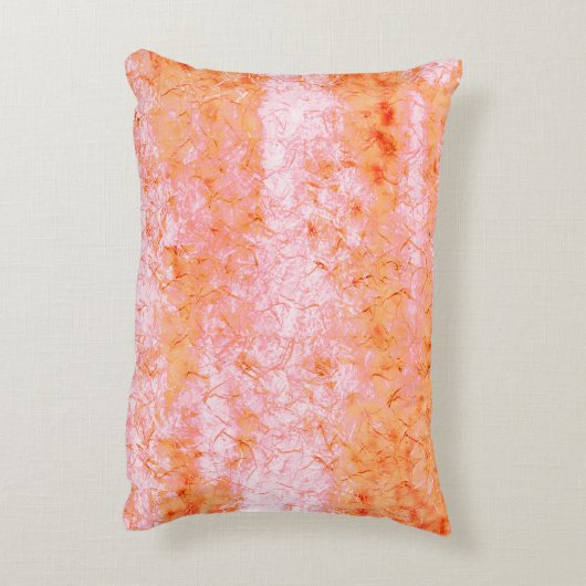 サーモンフェイクレザー、オフホワイト アクセントクッション (裏面(縦))