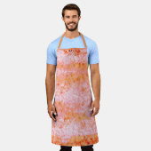 サーモンフェイクレザー、オフホワイト エプロン (着用した状態)