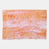 サーモンフェイクレザー、オフホワイト キッチンタオル (横)