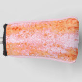 サーモンフェイクレザー、オフホワイト ゴルフヘッドカバー (正面)