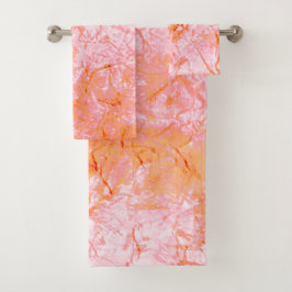 サーモンフェイクレザー、オフホワイト バスタオルセット