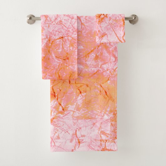 サーモンフェイクレザー、オフホワイト バスタオルセット (インサイチュ)