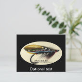 サーモンフライ – ブラックドクター羽毛 ポストカード (スタンド正面)